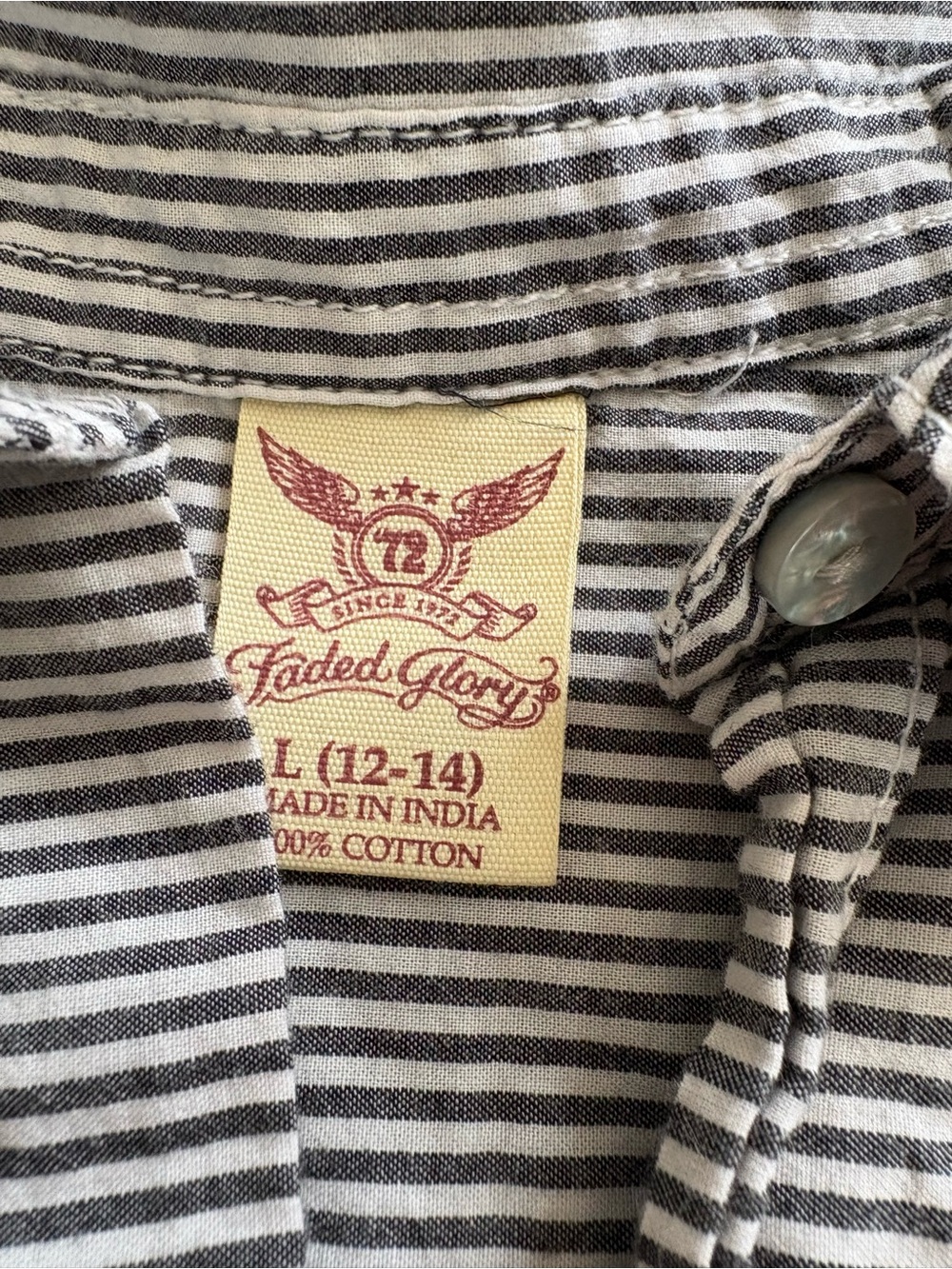 Faded Glory Sleeveless Striped Button-Up Top - Picture 7 of 9